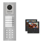 Hikvision PoE Video-Türsprechanlage 2-Familienhaus – Komplett-Set mit Zahlencode, DS-KH6110-WE1, Aufputz – Türstation und Innenstation
