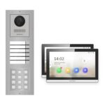 Hikvision PoE Video-Türsprechanlage 2-Familienhaus – Komplett-Set mit Zahlencode, DS-KH6350-WTE1, Aufputz – Türstation und Innenstation