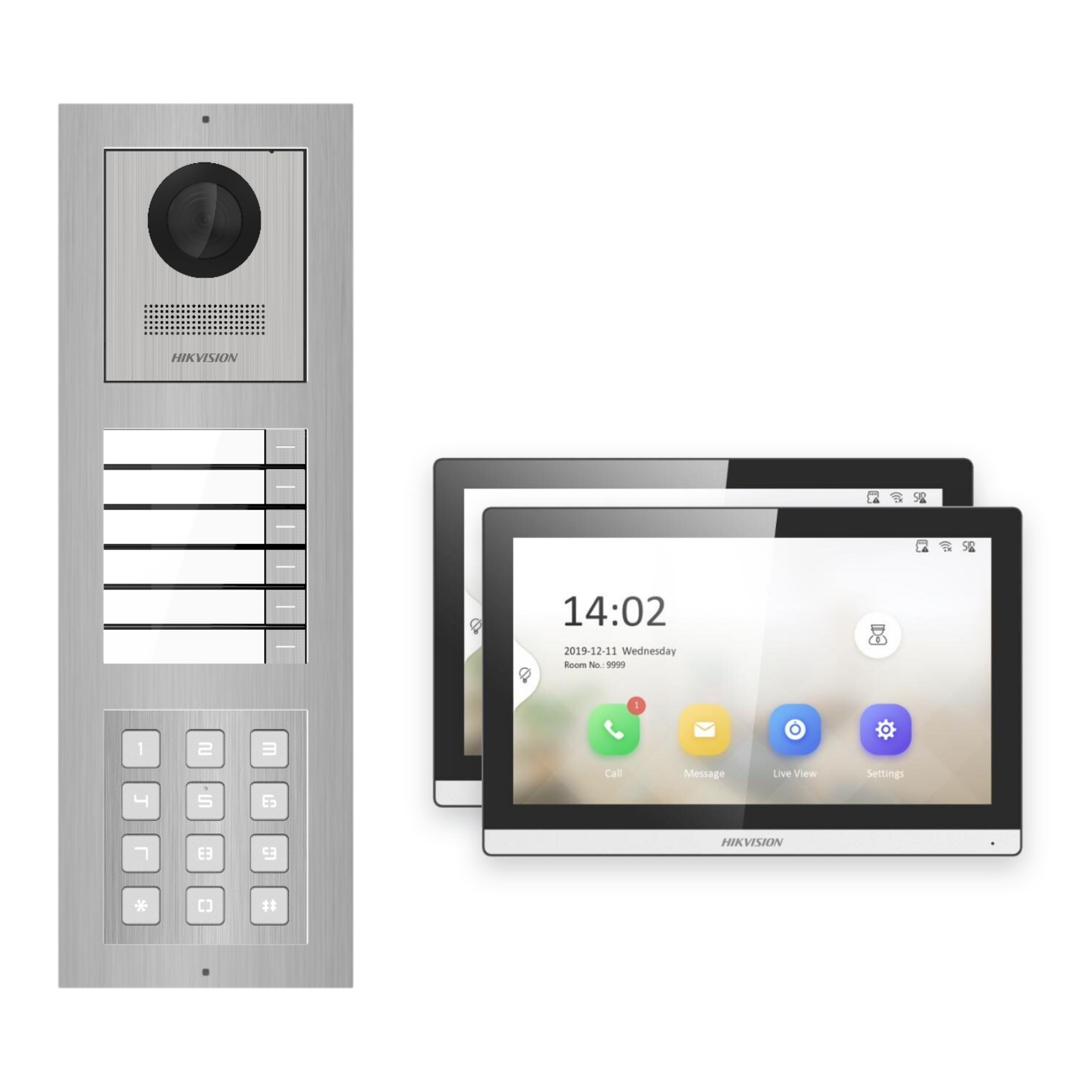 Hikvision PoE Video-Türsprechanlage 2-Familienhaus – Komplett-Set mit Zahlencode, DS-KH6350-WTE1, Aufputz Hikvision PoE Video-Türsprechanlage 2-Familienhaus – Komplett-Set mit Zahlencode, DS-KH6350-WTE1, Aufputz – Türstation und Innenstation