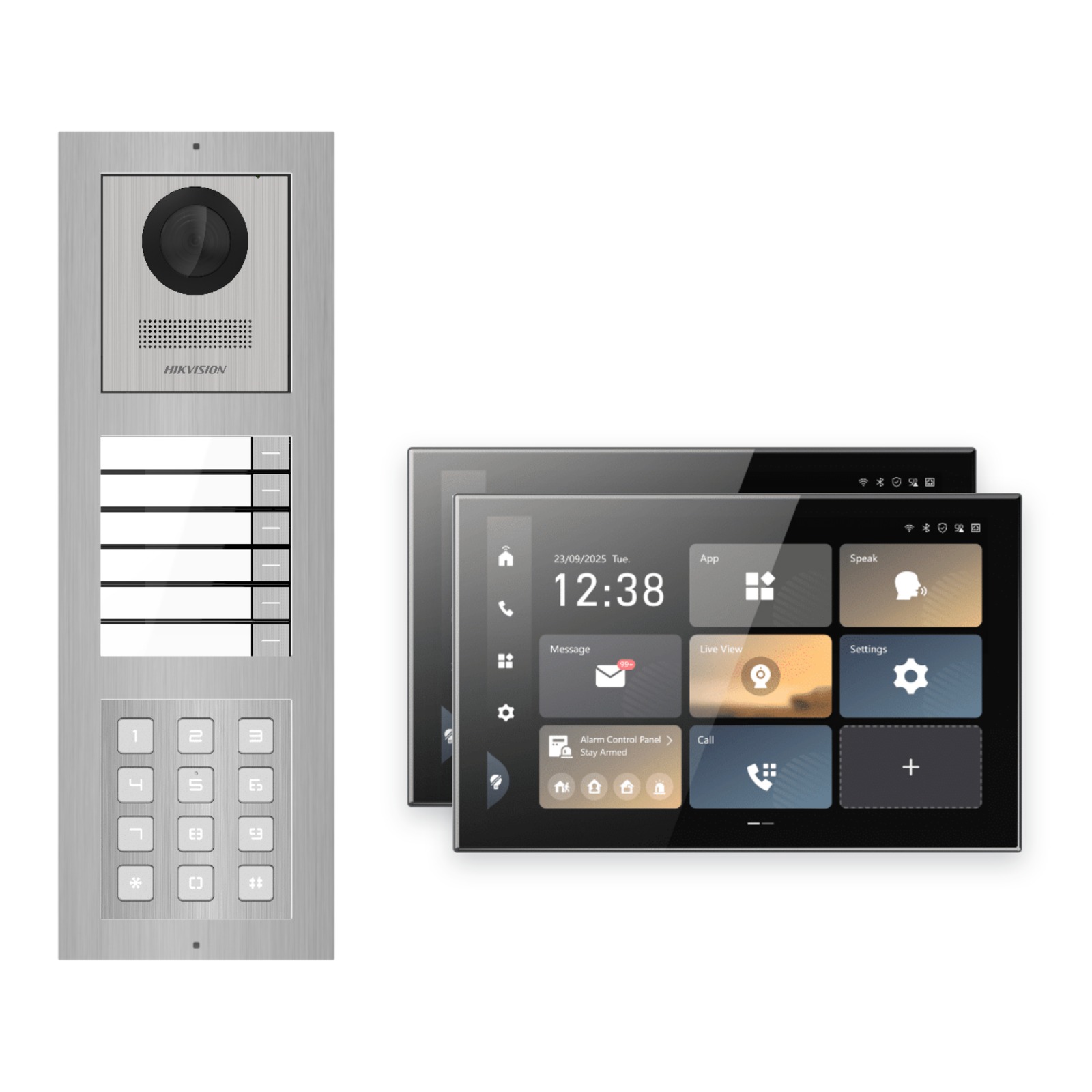 Hikvision PoE Video-Türsprechanlage 2-Familienhaus – Komplett-Set mit Zahlencode, DS-KH9570-WTE1/S, Aufputz Hikvision PoE Video-Türsprechanlage 2-Familienhaus – Komplett-Set mit Zahlencode, DS-KH9570-WTE1/S, Aufputz – Türstation und Innenstation