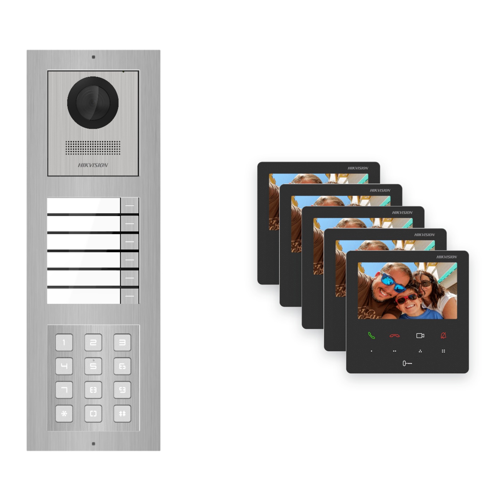 Hikvision PoE Video-Türsprechanlage 5-Familienhaus – Komplett-Set mit Zahlencode, DS-KH6110-WE1, Aufputz Hikvision PoE Video-Türsprechanlage 5-Familienhaus – Komplett-Set mit Zahlencode, DS-KH6110-WE1, Aufputz – Türstation und Innenstation