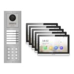 Hikvision PoE Video-Türsprechanlage 5-Familienhaus – Komplett-Set mit Zahlencode, DS-KH6350-WTE1, Aufputz – Türstation und Innenstation