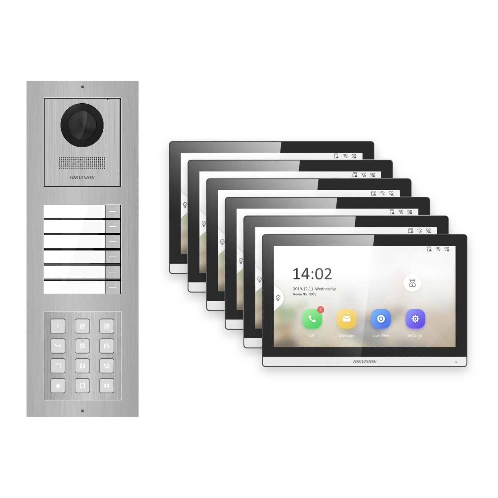 Hikvision PoE Video-Türsprechanlage 6-Familienhaus – Komplett-Set mit Zahlencode, DS-KH6350-WTE1, Aufputz Hikvision PoE Video-Türsprechanlage 6-Familienhaus – Komplett-Set mit Zahlencode, DS-KH6350-WTE1, Aufputz – Türstation und Innenstation
