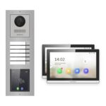 Hikvision PoE Video-Türsprechanlage 2-Familienhaus – Komplett-Set mit Touch-Display, DS-KH6350-WTE1, Aufputz – Türstation und Innenstation