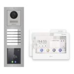 Hikvision PoE Video-Türsprechanlage 2-Familienhaus – Komplett-Set mit Touch-Display, DS-KH9310-WTE1(B), Aufputz – Türstation und Innenstation