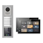Hikvision PoE Video-Türsprechanlage 2-Familienhaus – Komplett-Set mit Touch-Display, DS-KH9570-WTE1/S, Aufputz – Türstation und Innenstation