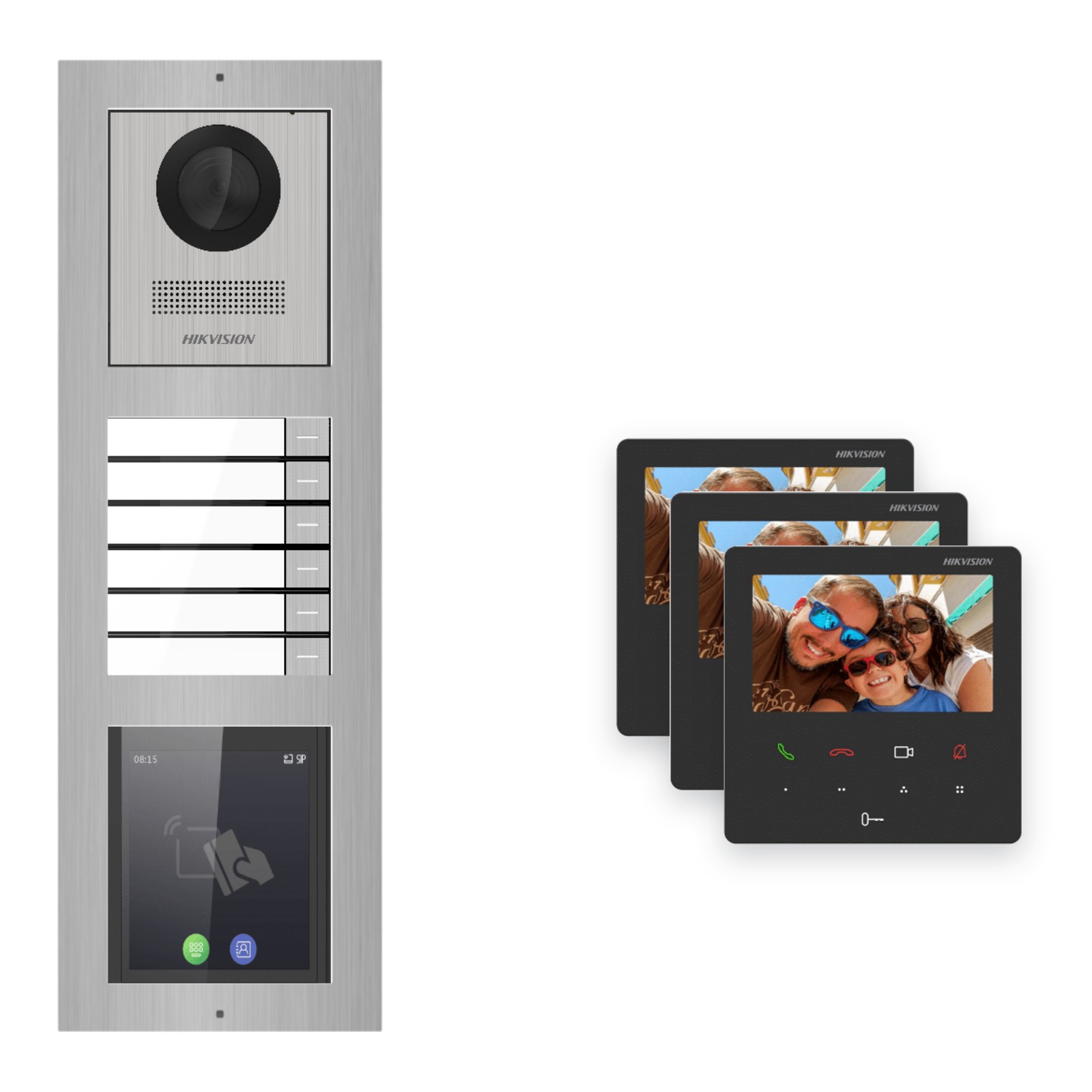 Hikvision PoE Video-Türsprechanlage 3-Familienhaus – Komplett-Set mit Touch-Display, DS-KH6110-WE1, Aufputz Hikvision PoE Video-Türsprechanlage 3-Familienhaus – Komplett-Set mit Touch-Display, DS-KH6110-WE1, Aufputz – Türstation und Innenstation