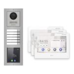 Hikvision PoE Video-Türsprechanlage 3-Familienhaus – Komplett-Set mit Touch-Display, DS-KH9310-WTE1(B), Aufputz – Türstation und Innenstation