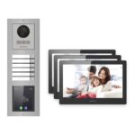 Hikvision PoE Video-Türsprechanlage 3-Familienhaus – Komplett-Set mit Touch-Display, DS-KH8520-WTE1, Aufputz – Türstation und Innenstation
