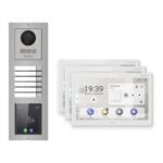 Hikvision PoE Video-Türsprechanlage 3-Familienhaus – Komplett-Set mit Touch-Display, DS-KH9510-WTE1(B), Aufputz – Türstation und Innenstation