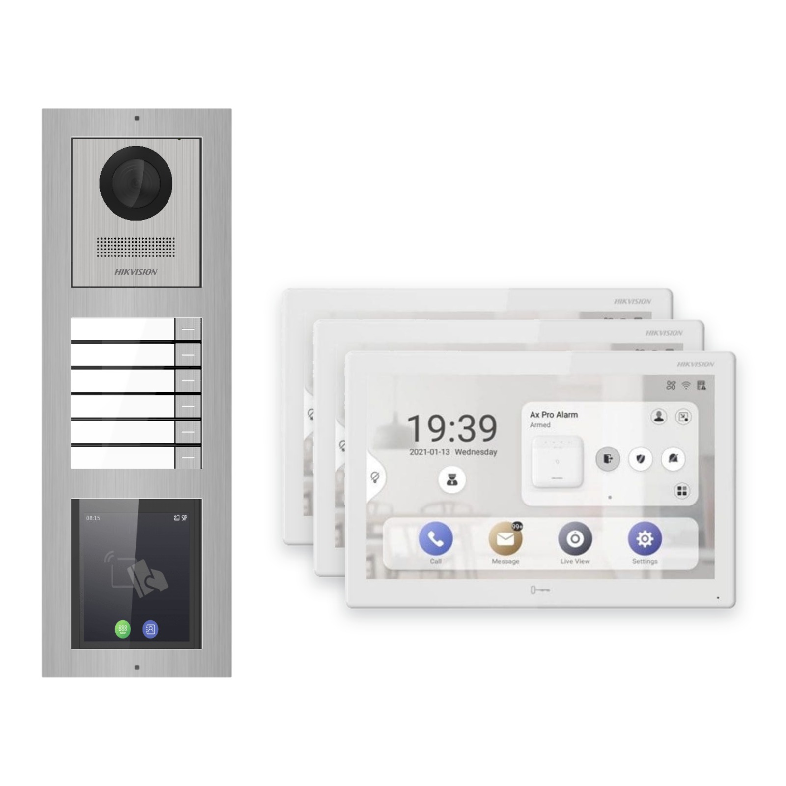 Hikvision PoE Video-Türsprechanlage 3-Familienhaus – Komplett-Set mit Touch-Display, DS-KH9510-WTE1(B), Aufputz Hikvision PoE Video-Türsprechanlage 3-Familienhaus – Komplett-Set mit Touch-Display, DS-KH9510-WTE1(B), Aufputz – Türstation und Innenstation