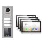 Hikvision PoE Video-Türsprechanlage 4-Familienhaus – Komplett-Set mit Touch-Display, DS-KH6350-WTE1, Aufputz – Türstation und Innenstation