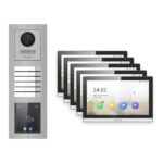 Hikvision PoE Video-Türsprechanlage 5-Familienhaus – Komplett-Set mit Touch-Display, DS-KH6350-WTE1, Aufputz – Türstation und Innenstation