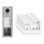 Hikvision PoE Video-Türsprechanlage 5-Familienhaus – Komplett-Set mit Touch-Display, DS-KH9310-WTE1(B), Aufputz – Türstation und Innenstation