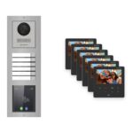 Hikvision PoE Video-Türsprechanlage 6-Familienhaus – Komplett-Set mit Touch-Display, DS-KH6110-WE1, Aufputz – Türstation und Innenstation