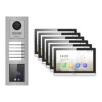 Hikvision PoE Video-Türsprechanlage 6-Familienhaus – Komplett-Set mit Touch-Display, DS-KH6350-WTE1, Aufputz – Türstation und Innenstation