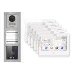 Hikvision PoE Video-Türsprechanlage 6-Familienhaus – Komplett-Set mit Touch-Display, DS-KH9310-WTE1(B), Aufputz – Türstation und Innenstation