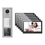 Hikvision PoE Video-Türsprechanlage 6-Familienhaus – Komplett-Set mit Touch-Display, DS-KH8520-WTE1, Aufputz – Türstation und Innenstation