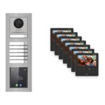 Hikvision PoE Video-Türsprechanlage 7-Familienhaus – Komplett-Set mit Touch-Display, DS-KH6110-WE1, Aufputz – Türstation und Innenstation