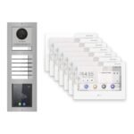 Hikvision PoE Video-Türsprechanlage 7-Familienhaus – Komplett-Set mit Touch-Display, DS-KH9310-WTE1(B), Aufputz – Türstation und Innenstation