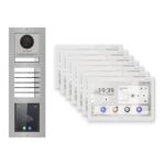 Hikvision PoE Video-Türsprechanlage 7-Familienhaus – Komplett-Set mit Touch-Display, DS-KH9510-WTE1(B), Aufputz – Türstation und Innenstation