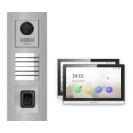 Hikvision PoE Video-Türsprechanlage 2-Familienhaus – Komplett-Set mit Fingerprint, DS-KH6350-WTE1, Unterputz – Türstation und Innenstation
