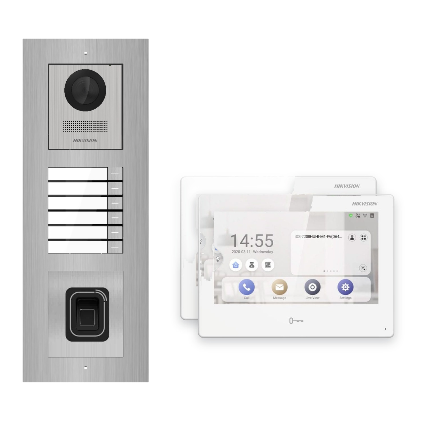 Hikvision PoE Video-Türsprechanlage 2-Familienhaus – Komplett-Set mit Fingerprint, DS-KH9310-WTE1(B), Unterputz Hikvision PoE Video-Türsprechanlage 2-Familienhaus – Komplett-Set mit Fingerprint, DS-KH9310-WTE1(B), Unterputz – Türstation und Innenstation