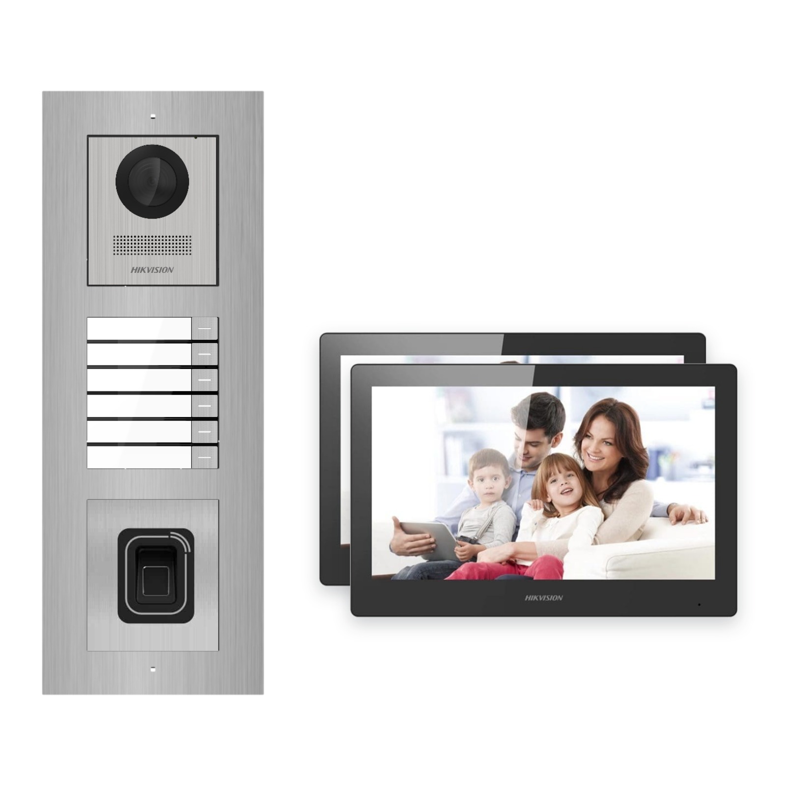 Hikvision PoE Video-Türsprechanlage 2-Familienhaus – Komplett-Set mit Fingerprint, DS-KH8520-WTE1, Unterputz Hikvision PoE Video-Türsprechanlage 2-Familienhaus – Komplett-Set mit Fingerprint, DS-KH8520-WTE1, Unterputz – Türstation und Innenstation