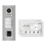 Hikvision PoE Video-Türsprechanlage 2-Familienhaus – Komplett-Set mit Fingerprint, DS-KH9510-WTE1(B), Unterputz – Türstation und Innenstation