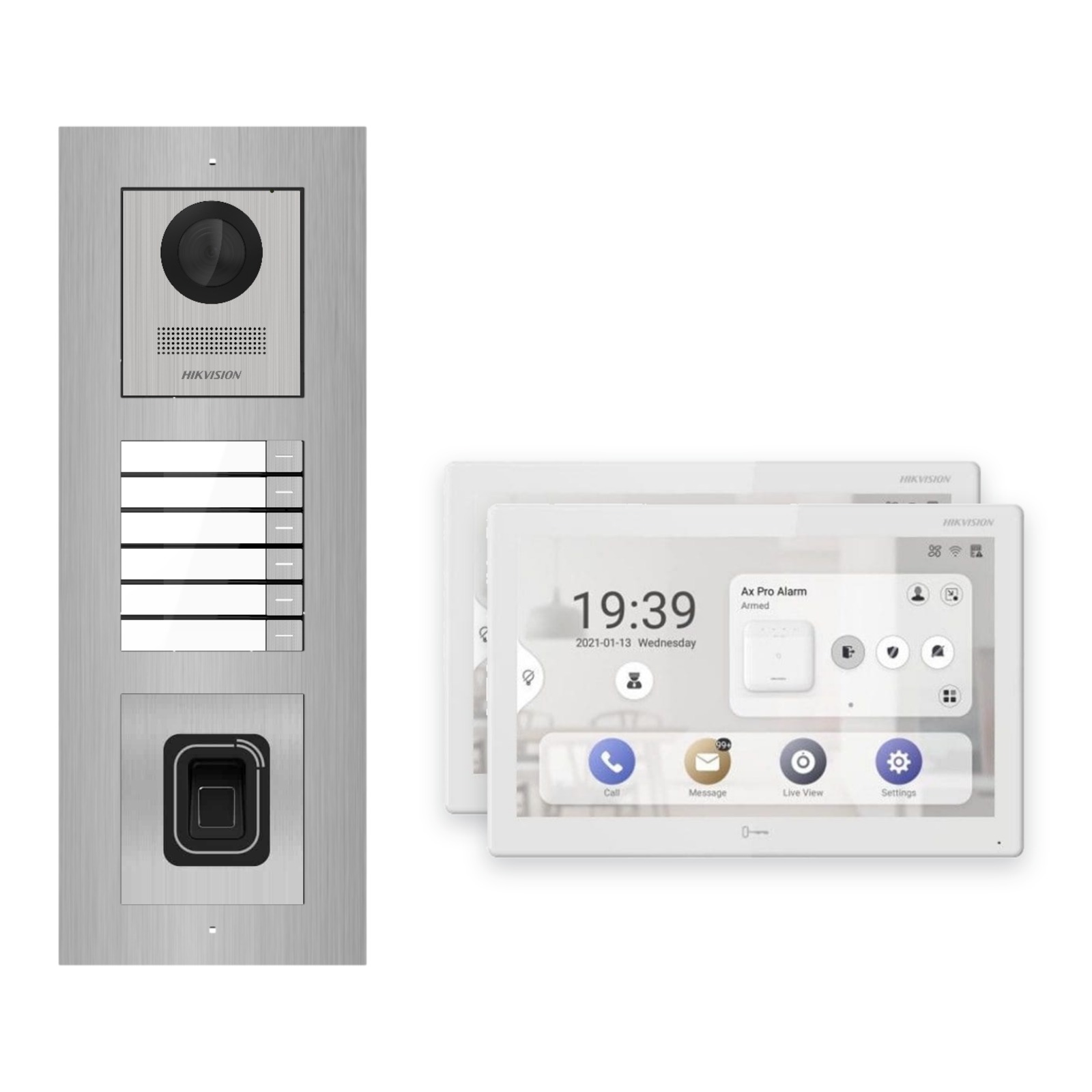 Hikvision PoE Video-Türsprechanlage 2-Familienhaus – Komplett-Set mit Fingerprint, DS-KH9510-WTE1(B), Unterputz Hikvision PoE Video-Türsprechanlage 2-Familienhaus – Komplett-Set mit Fingerprint, DS-KH9510-WTE1(B), Unterputz – Türstation und Innenstation