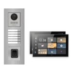 Hikvision PoE Video-Türsprechanlage 2-Familienhaus – Komplett-Set mit Fingerprint, DS-KH9570-WTE1/S, Unterputz – Türstation und Innenstation