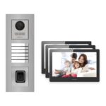 Hikvision PoE Video-Türsprechanlage 3-Familienhaus – Komplett-Set mit Fingerprint, DS-KH8520-WTE1, Unterputz – Türstation und Innenstation