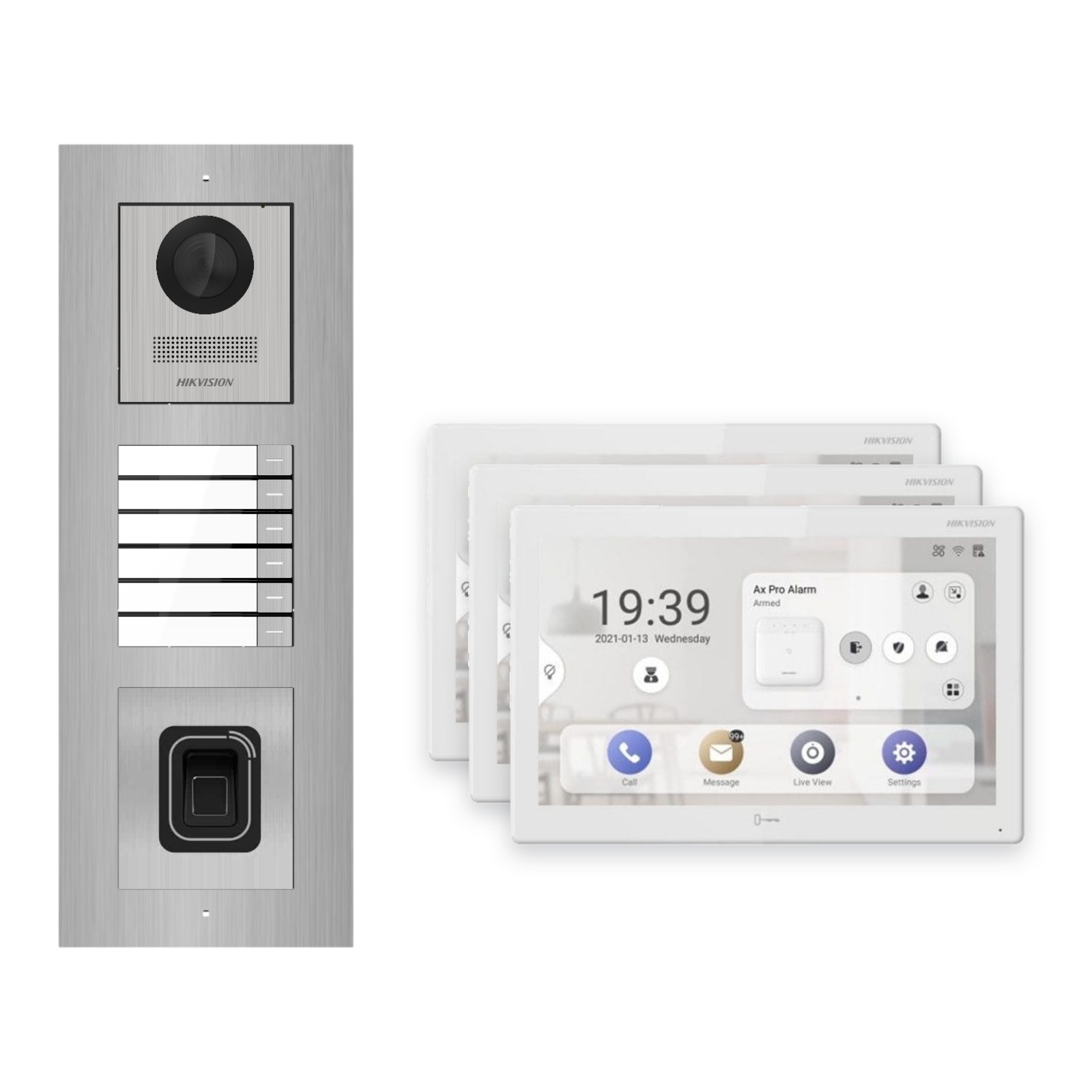 Hikvision PoE Video-Türsprechanlage 3-Familienhaus – Komplett-Set mit Fingerprint, DS-KH9510-WTE1(B), Unterputz Hikvision PoE Video-Türsprechanlage 3-Familienhaus – Komplett-Set mit Fingerprint, DS-KH9510-WTE1(B), Unterputz – Türstation und Innenstation