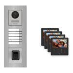 Hikvision PoE Video-Türsprechanlage 4-Familienhaus – Komplett-Set mit Fingerprint, DS-KH6110-WE1, Unterputz – Türstation und Innenstation