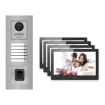 Hikvision PoE Video-Türsprechanlage 4-Familienhaus – Komplett-Set mit Fingerprint, DS-KH8520-WTE1, Unterputz – Türstation und Innenstation