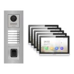 Hikvision PoE Video-Türsprechanlage 5-Familienhaus – Komplett-Set mit Fingerprint, DS-KH6350-WTE1, Unterputz – Türstation und Innenstation