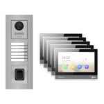 Hikvision PoE Video-Türsprechanlage 5-Familienhaus – Komplett-Set mit Fingerprint, DS-KH8381-WTE1, Unterputz – Türstation und Innenstation
