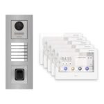 Hikvision PoE Video-Türsprechanlage 5-Familienhaus – Komplett-Set mit Fingerprint, DS-KH9310-WTE1(B), Unterputz – Türstation und Innenstation