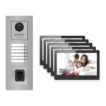 Hikvision PoE Video-Türsprechanlage 5-Familienhaus – Komplett-Set mit Fingerprint, DS-KH8520-WTE1, Unterputz – Türstation und Innenstation