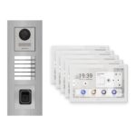 Hikvision PoE Video-Türsprechanlage 5-Familienhaus – Komplett-Set mit Fingerprint, DS-KH9510-WTE1(B), Unterputz – Türstation und Innenstation