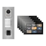 Hikvision PoE Video-Türsprechanlage 5-Familienhaus – Komplett-Set mit Fingerprint, DS-KH9570-WTE1/S, Unterputz – Türstation und Innenstation