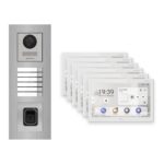 Hikvision PoE Video-Türsprechanlage 6-Familienhaus – Komplett-Set mit Fingerprint, DS-KH9510-WTE1(B), Unterputz – Türstation und Innenstation