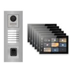 Hikvision PoE Video-Türsprechanlage 6-Familienhaus – Komplett-Set mit Fingerprint, DS-KH9570-WTE1/S, Unterputz – Türstation und Innenstation