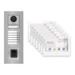 Hikvision PoE Video-Türsprechanlage 7-Familienhaus – Komplett-Set mit Fingerprint, DS-KH9310-WTE1(B), Unterputz – Türstation und Innenstation