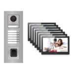 Hikvision PoE Video-Türsprechanlage 7-Familienhaus – Komplett-Set mit Fingerprint, DS-KH8520-WTE1, Unterputz – Türstation und Innenstation