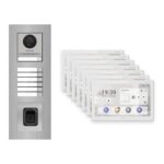 Hikvision PoE Video-Türsprechanlage 7-Familienhaus – Komplett-Set mit Fingerprint, DS-KH9510-WTE1(B), Unterputz – Türstation und Innenstation