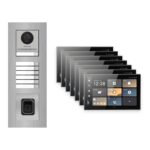 Hikvision PoE Video-Türsprechanlage 7-Familienhaus – Komplett-Set mit Fingerprint, DS-KH9570-WTE1/S, Unterputz – Türstation und Innenstation