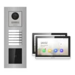 Hikvision PoE Video-Türsprechanlage 2-Familienhaus – Komplett-Set mit Kartenleser, DS-KH6350-WTE1, Unterputz – Türstation und Innenstation