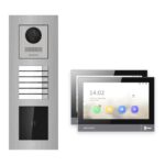 Hikvision PoE Video-Türsprechanlage 2-Familienhaus – Komplett-Set mit Kartenleser, DS-KH8381-WTE1, Unterputz – Türstation und Innenstation