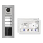 Hikvision PoE Video-Türsprechanlage 2-Familienhaus – Komplett-Set mit Kartenleser, DS-KH9510-WTE1(B), Unterputz – Türstation und Innenstation